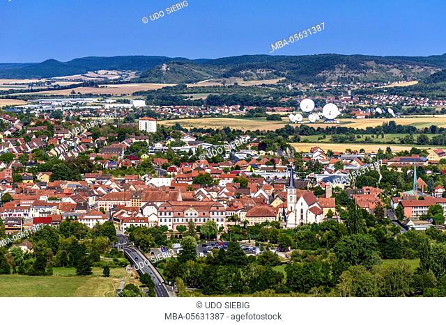 Germany, Bavaria, Lower Franconia, 'Fränkisches Saaletal' (Saale valley), Hammelburg, local view with Saaletal (Saale valley), view from Saleck Castle