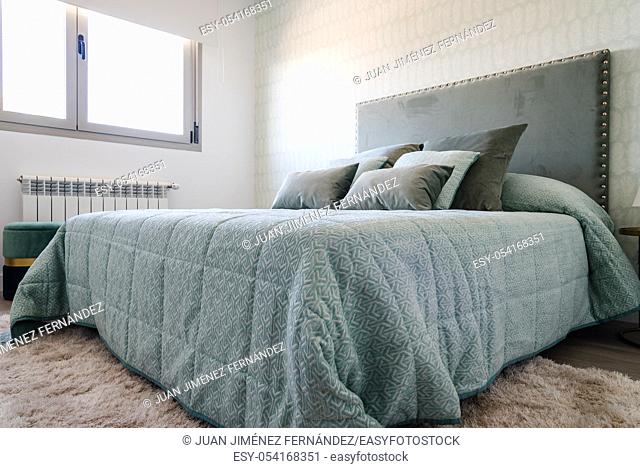 Stylish contemporary bedroom interior. Scandinavian interior design