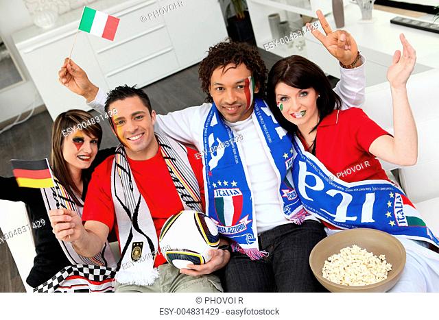 Italian and German soccer fans