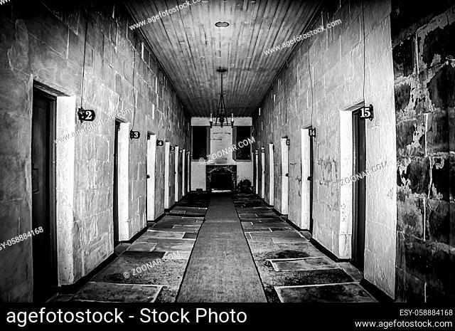 Port Arthur, Tasmania, Australia on June 8, 2013: View on cell block in historic Port Arthur penal colony prison