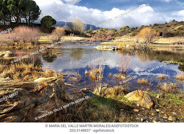 Mouth of the yedra creek in the river Alberche. Cebreros. Avila. Spain