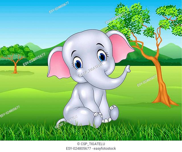 Cartoon funny baby elephant sitting, Stock Vector, Vector And Low Budget  Royalty Free Image. Pic. ESY-024809661 | agefotostock