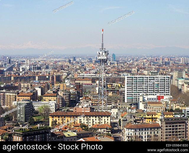 Aerial view of the city of Milan in Italy