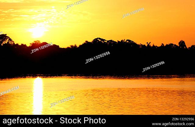 Sunset over the Gambia river, the gambia