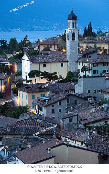 Italy, Lombardy, Lake District, Lake Garda, Limone sul Garda, Chiesa San Benedetto church, dawn