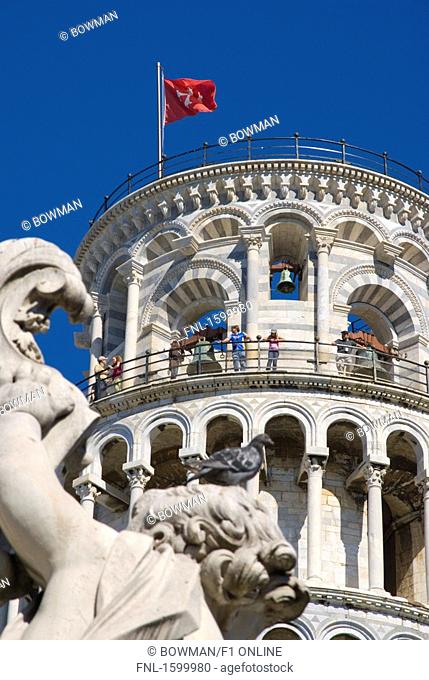 Low angle view of bell tower, Leaning Tower Of Pisa, Piazza Dei Miracoli, Pisa, Tuscany, Italy