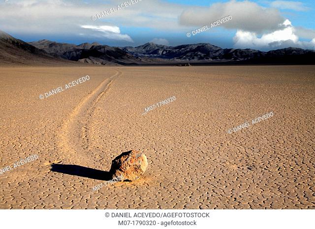 Death valley landscape, moving rocks, California, United Estates