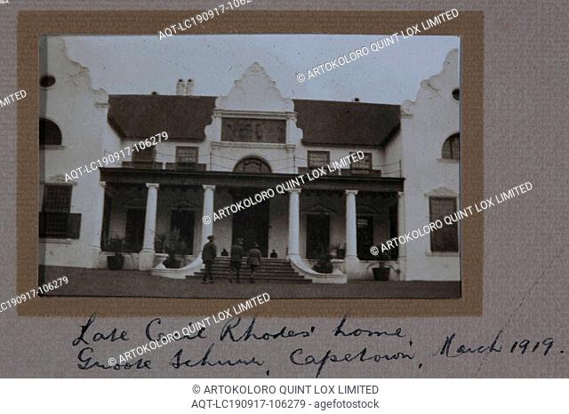 Photograph - 'Late Cecil Rhodes Home', Cape Town, South Africa, Sergeant Major G.P. Mulcahy, World War I, Mar 1919, One of 44 black and white photographs in an...