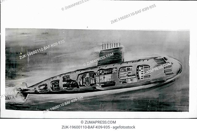 Feb. 29, 2012 - LAYOUT DRAWING OF BRITAIN'S FIRST NUCLEAR SUBMARINE. An Admiralty artist's impression prepared to show the position of the main compartments in...