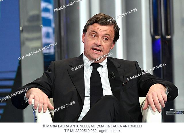 Italian European Deputy of Democratic Party Carlo Calenda during the tv show Porta a porta, Rome, ITALY-29-05-2019