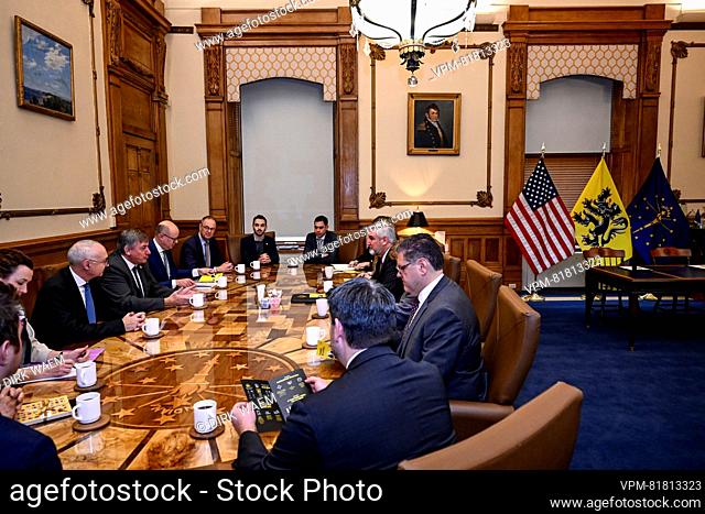 Flemish Minister President Jan Jambon and Indiana Governor Eric Holcomb pictured during a trade mission of the Flemish government to Arizona and California