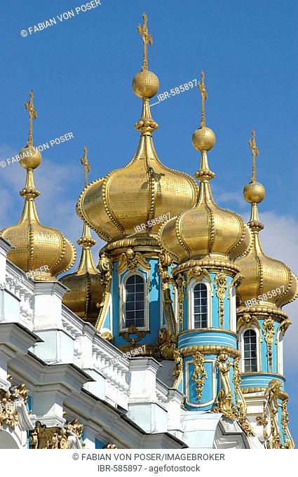 Towers of the palace of Katharina, Pushkin near St. Petersburg, Russia