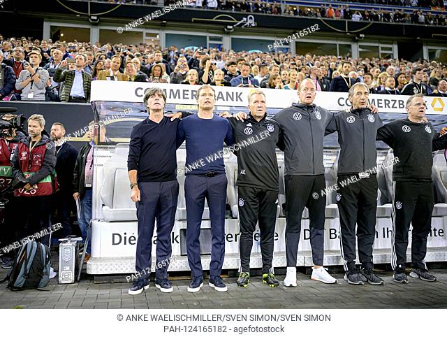 left to right coach / Coach Joachim LOEW (Lv? w, Jogi, GER), co-coach Marcus SORG (GER), goalkeeping coach Andreas KOEPKE (Kv? pke, GER), dr