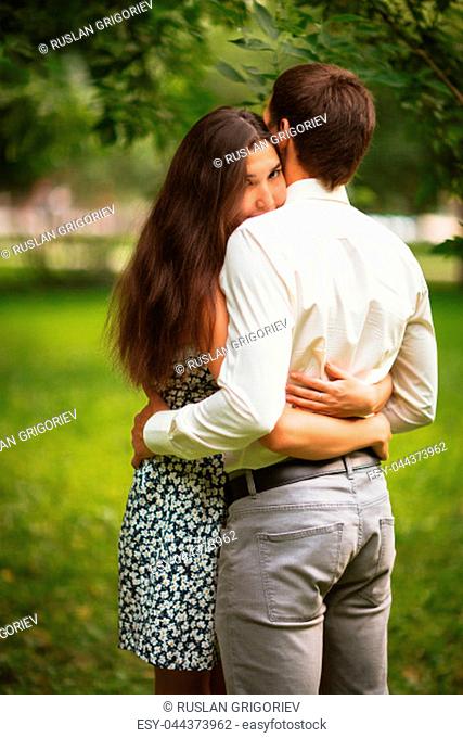 Beautiful young couple in the park