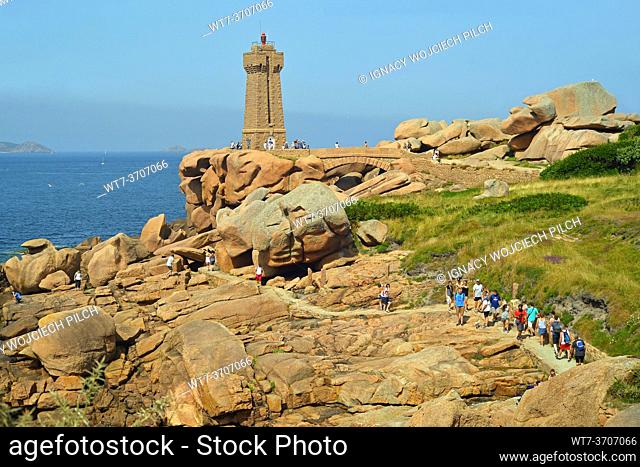 The people on the way to Phare de Men Ruz, on the Pink Granite Coast, Brittany, France (Côte de Granit Rose)