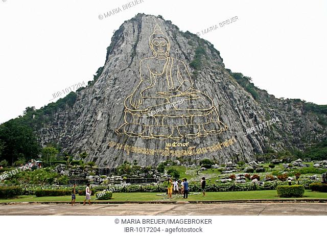 Buddha image on a cliff, Phra Puttha Maha Wachira Uttamopat Satsada, largest image of Buddha in the world, Khao Chi Chan, Chonburi Province, Thailand, Asia