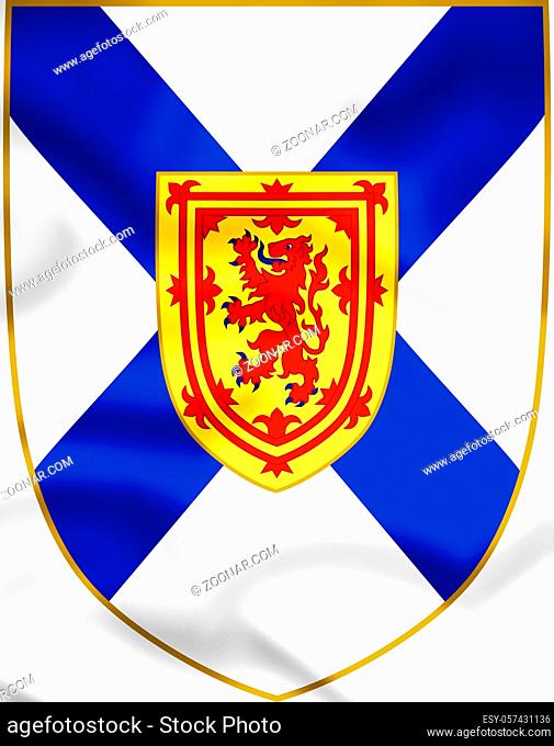 3D Nova Scotia Coat of Arms, Canada. 3D Illustration