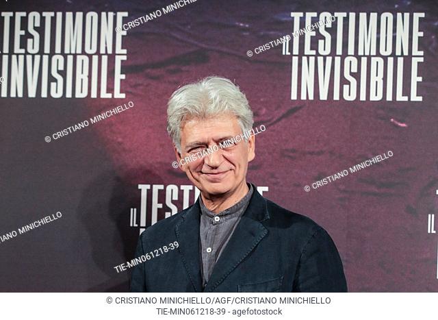 The actor Fabrizio Bentivoglio during the photocall of film Il testimone invisibile, Rome, ITALY-06-12-2018