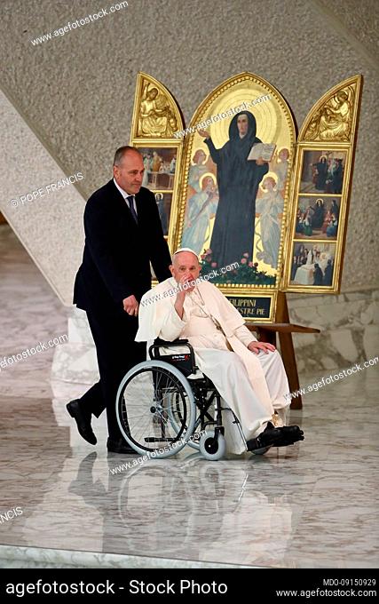 Pope Francis during the Audience in the Paul VI Hall for the Pilgrims of the Istituto Maestre Pie Filippini and the Dioceses of Viterbo and...