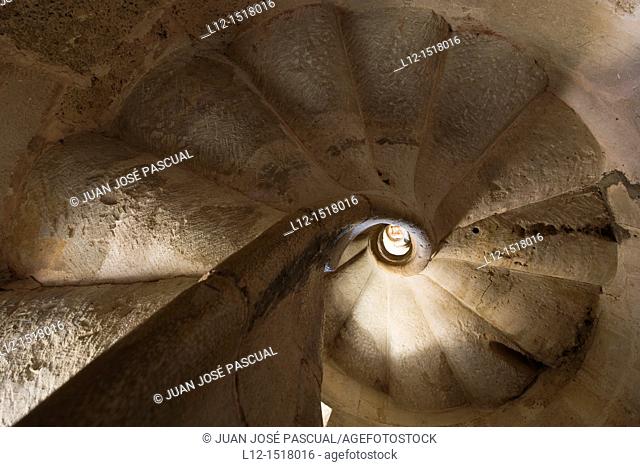 Church, spiral stair, Ahedo de Butrón, Burgos province, Castilla-León, castille-Leon, Spain