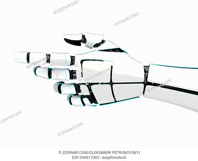 3D rendering robotic hand isolated on white background