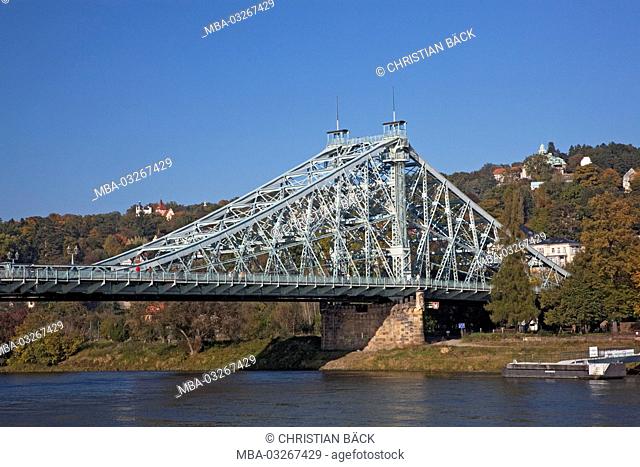 The Elbe bridge 'Blaues Wunder/nasty surprise' between Blasewitz and Loschwitz, Dresden, Saxony, Germany