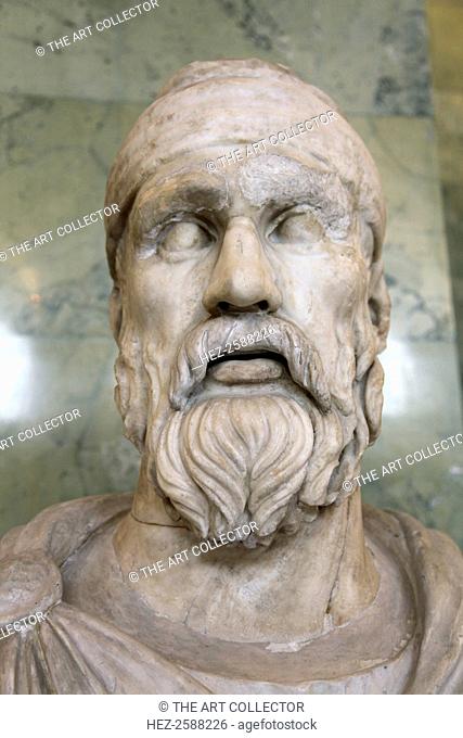 Roman bust of a Dacian tarabostes (nobleman), early 2nd century. A fragment of a monumental statue of a Dacian prisoner from Trajan's Forum in Rome