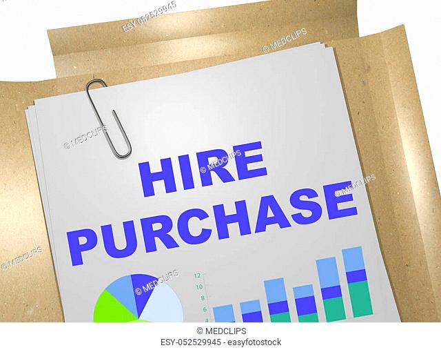 3D illustration of 'HIRE PURCHASE' title on business document