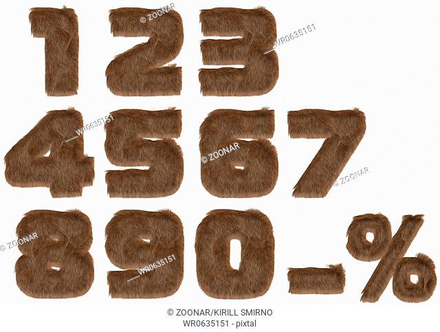 Numbers made from fur alphabet