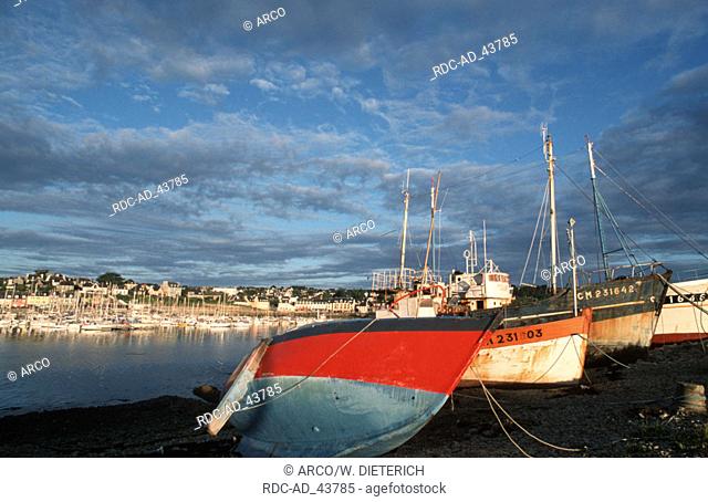 Ship wrecks harbour of Camaret-sur-Mer Finistere Brittany France