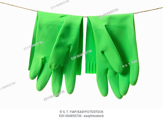 Rubber Gloves on White Background