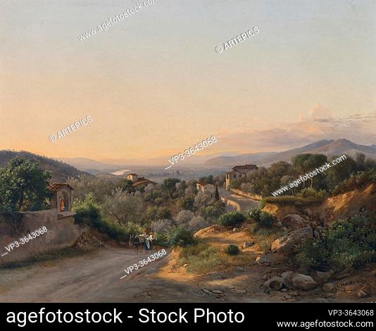 Markó II Károly - View of Florence and the Hills to the West of San Donato via Bagno a Ripoli - Hungarian School - 19th Century