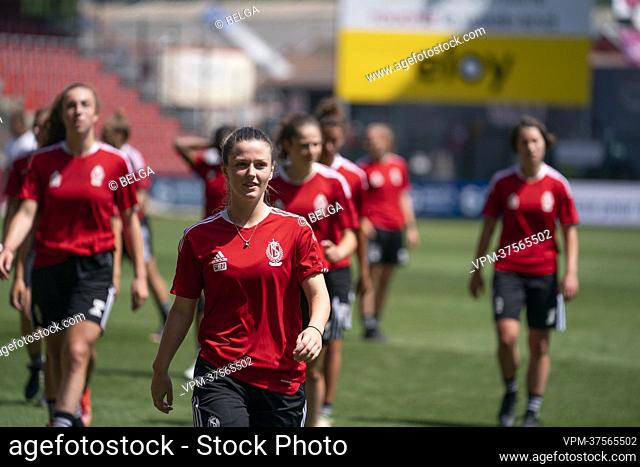 Standard Femina's players pictured at a training session of Standard Femina, on the fanday of Standard de Liege, Sunday 17 July 2022 in Liege