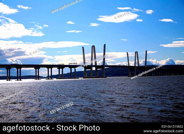 Dramatic picture of the Governator Cuomo bridge on the Hudson river in New York State
