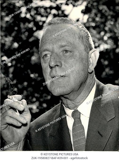 Aug. 27, 1958 - Reception for the Author of the Novel 'God's Little Acre': There was a press reception today for 55-year-old Erskine Caldwell