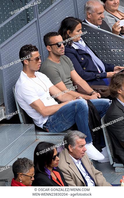 Portugal and Real Madrid striker Cristiano Ronaldo attends the Mutua Madrid Open Quarter Final between Rafael Nadal and João Sousa Featuring: Cristiano Ronaldo...