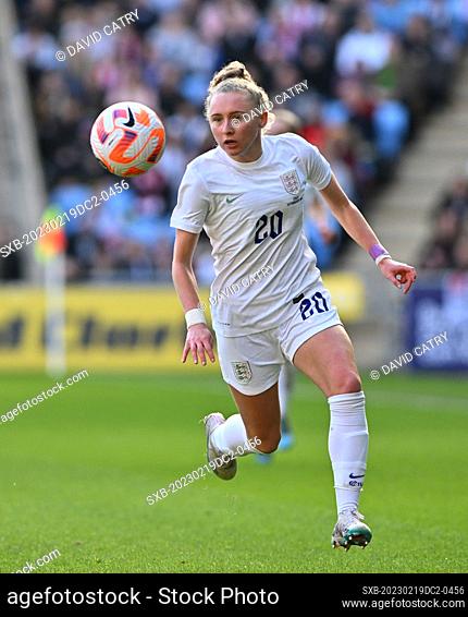 Katie Robinson (20) of England pictured during a friendly women soccer game between the national female soccer teams of England , called the Lionesses