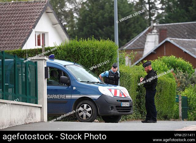 Police car pictured outside the house of serial killer Michel Fourniret during a search by the police as part of the inquiry into the disappearance of Estelle...
