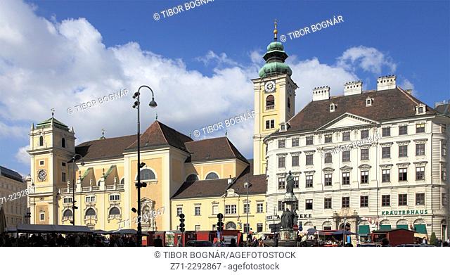 Austria, Vienna, Freyung, street scene, panoramic view