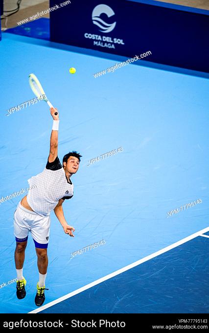 Pablo Llamas Ruiz pictured in action during a qualifications match for the European Open Tennis ATP tournament, in Antwerp, Sunday 15 October 2023