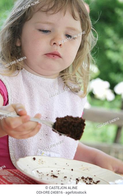 Little girl chocolate cake