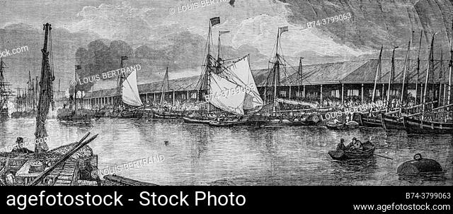 the fish market of yamouth in england, the illustrious universe, publisher michel levy 1868