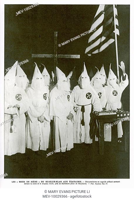 A meeting of the Klan near Baltimore, Maryland, proudly displaying the American flag