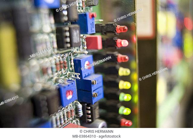 Switch-closet, tax-circuit board, detail, fuzziness, industry, machine, little lamp, Kontrolllämpchen, LED, light-diodes, circuit board, regulates, control