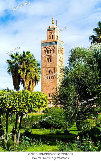 Minaret of the Koutoubia Mosque, Marrakesh (Marrakech), Morocco, North Africa, Africa
