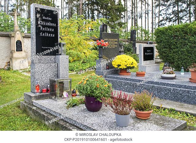 Karel Gott's family grave in Ujezd u Svateho Krize, Czech Republic, on October 10, 2019. Most popular Czech pop singer Karel Gott died at 80 on Tuesday