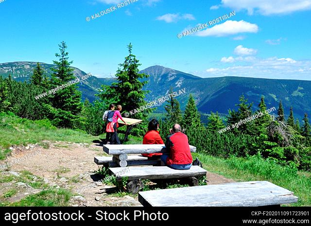 Sightseeing and relaxing place with a view of Snezka from Fox Mountain, Czech Republic, 2020. (CTK Photo/Rostislav Kalousek)