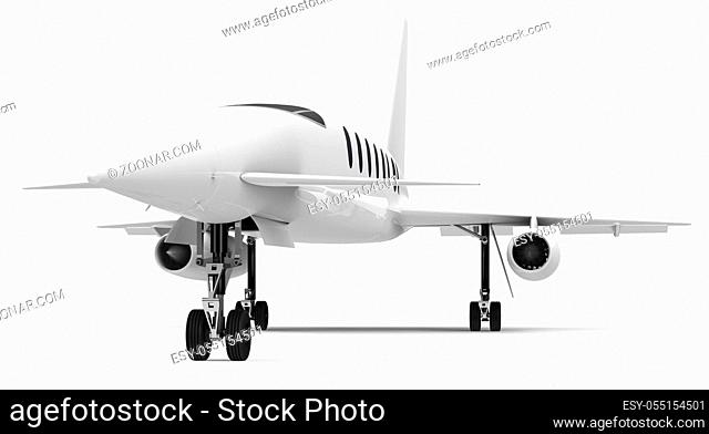 3d generated picture of a white private jet
