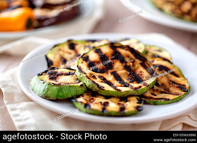 Grilled Zucchini on a Plate. High quality photo