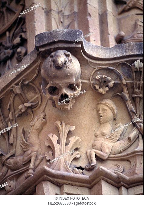 University of Salamanca, detail of the decoration in the first part of the façade with frog perch?